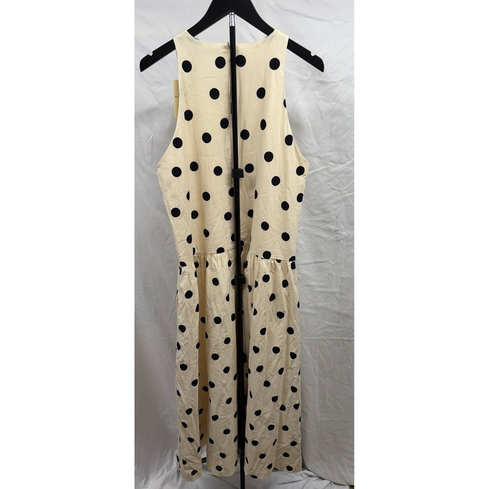 Abercrombie & Fitch NEW XL High Neck Drop Waist Midi Dress in Black Polka Dot - Picture 7 of 9